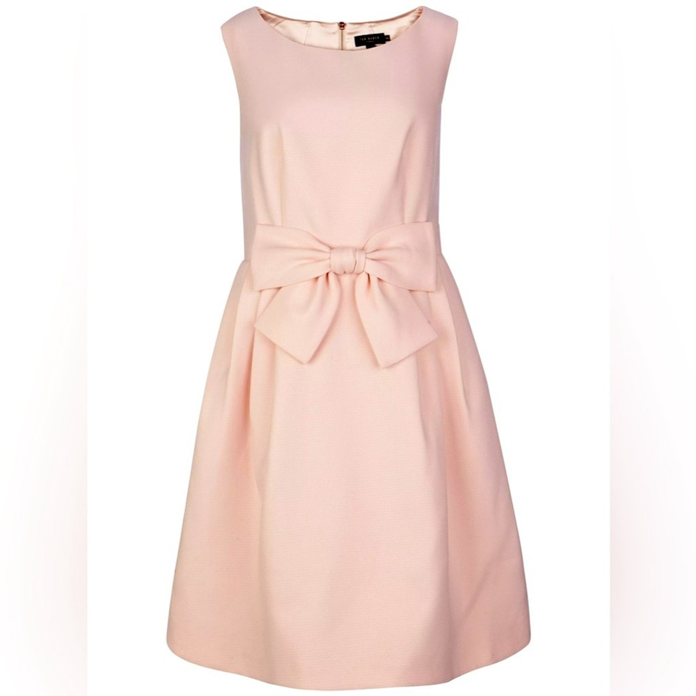 NEW Ted Baker Nuhad Bow Sleeveless Pink Knee Length Dainty Sheath Dress X Small